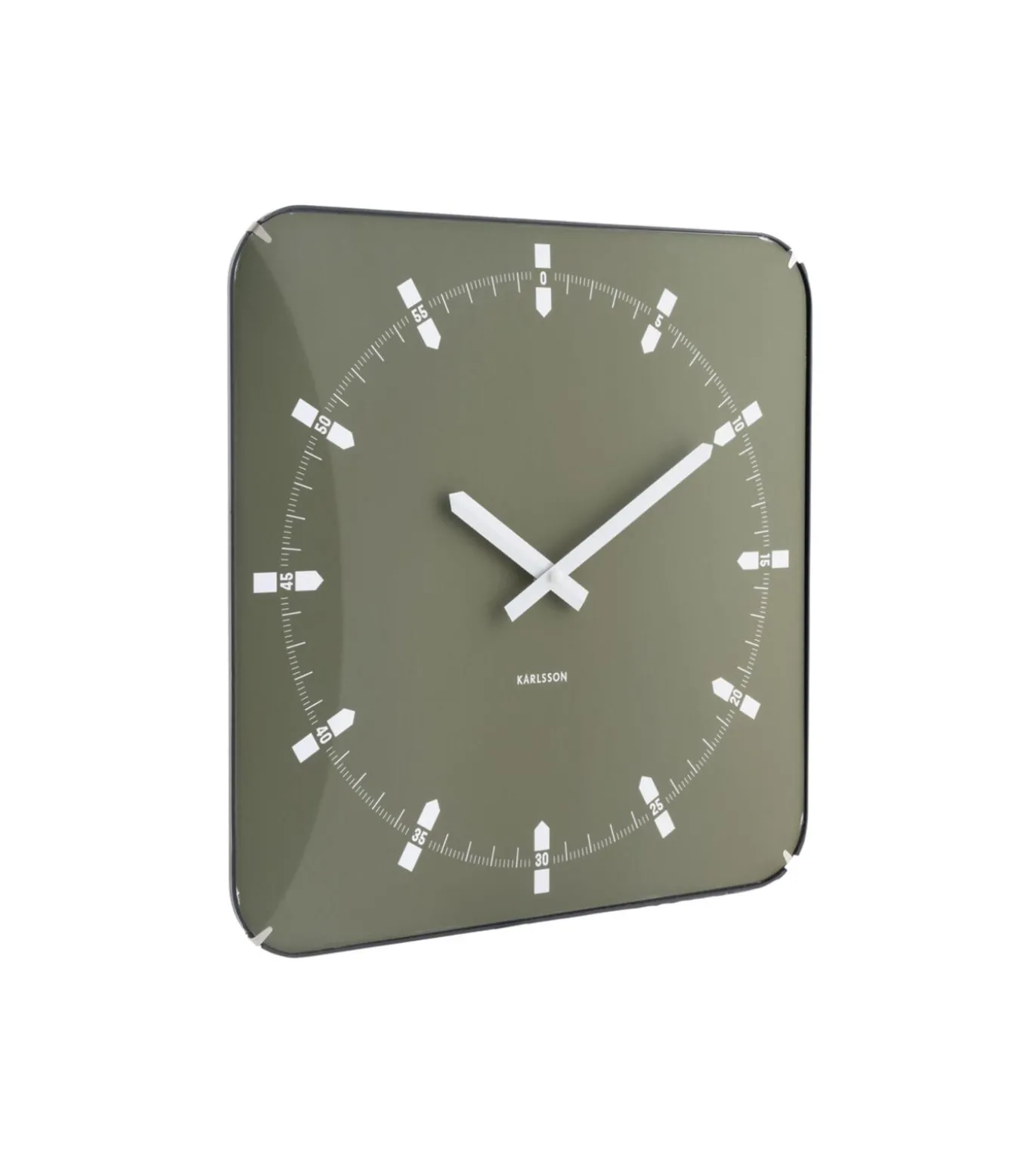 Wandklok Sucinto Dome Square - Groen - 35x35x35cm