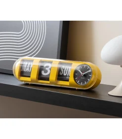 Wandklok Tube Flip - Heldergeel - 38x10x13.5cm