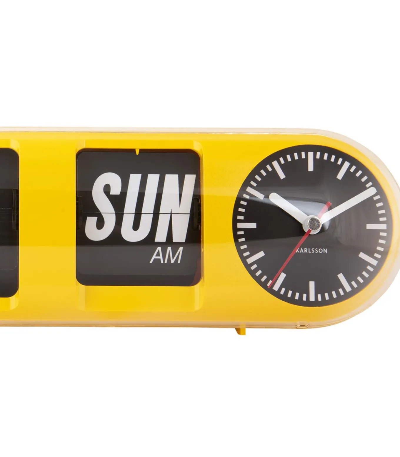 Wandklok Tube Flip - Heldergeel - 38x10x13.5cm