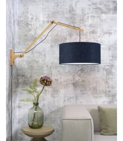 Wandlamp Andes - Bamboe/Blauw - 95x47x55cm