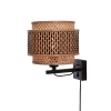 Wandlamp Bhutan - Bamboe/Zwart - Ø25cm