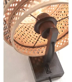Wandlamp Bhutan - Bamboe/Zwart - Ø25cm
