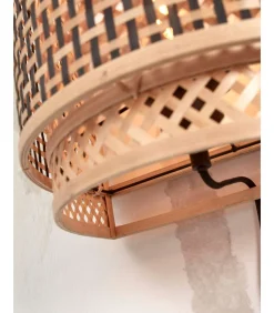 Wandlamp Bhutan - Bamboe/Zwart - 24x12x21cm