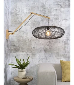 Wandlamp Cango - Bamboe/Zwart - 105x60x60cm