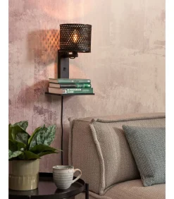 Wandlamp Java - Bamboe Zwart - 30x22x52cm