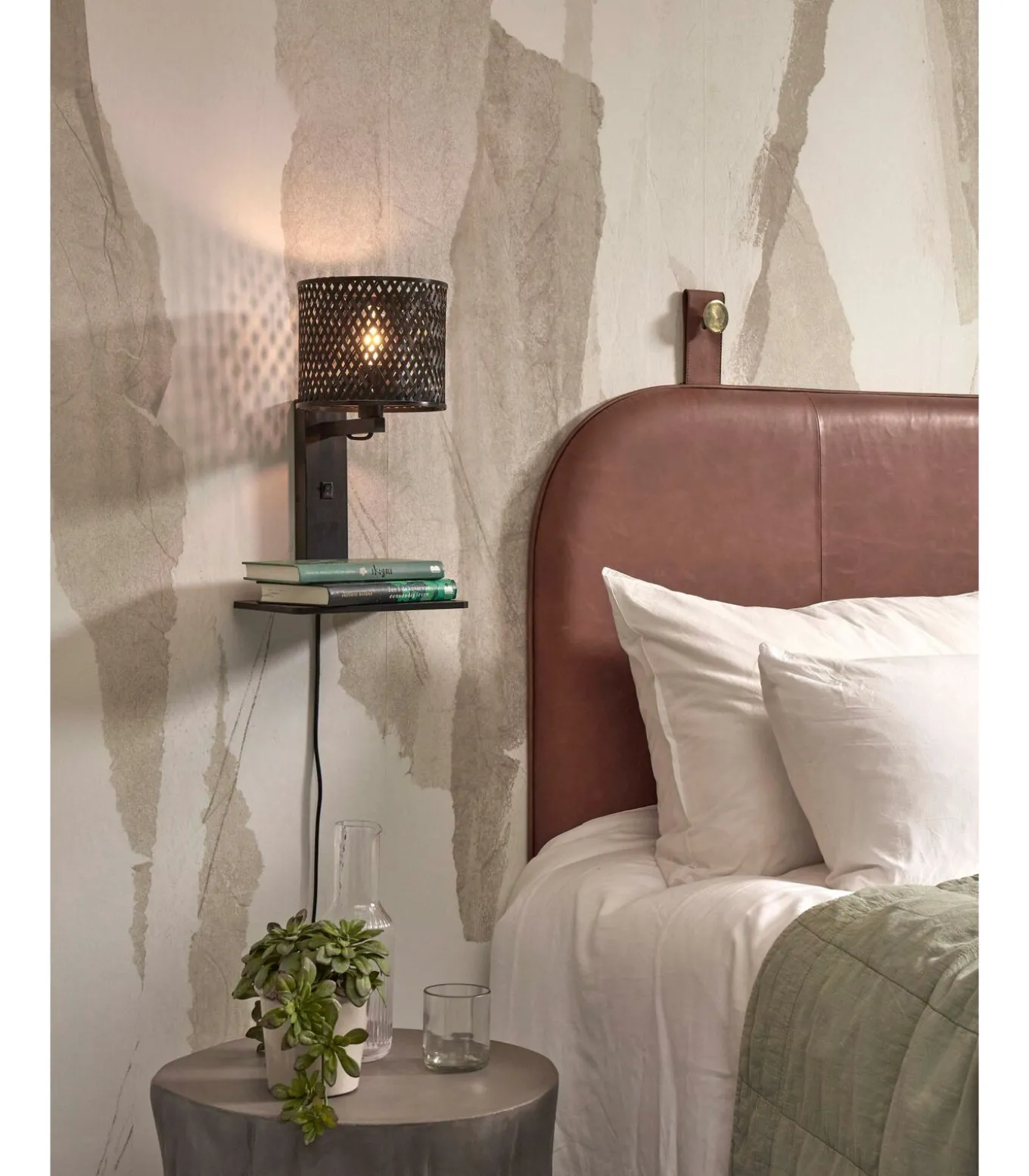 Wandlamp Java - Bamboe Zwart - 30x22x52cm