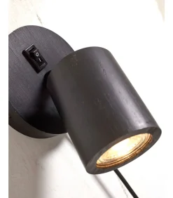 Wandlamp Java - Bamboe Zwart - Ø12cm