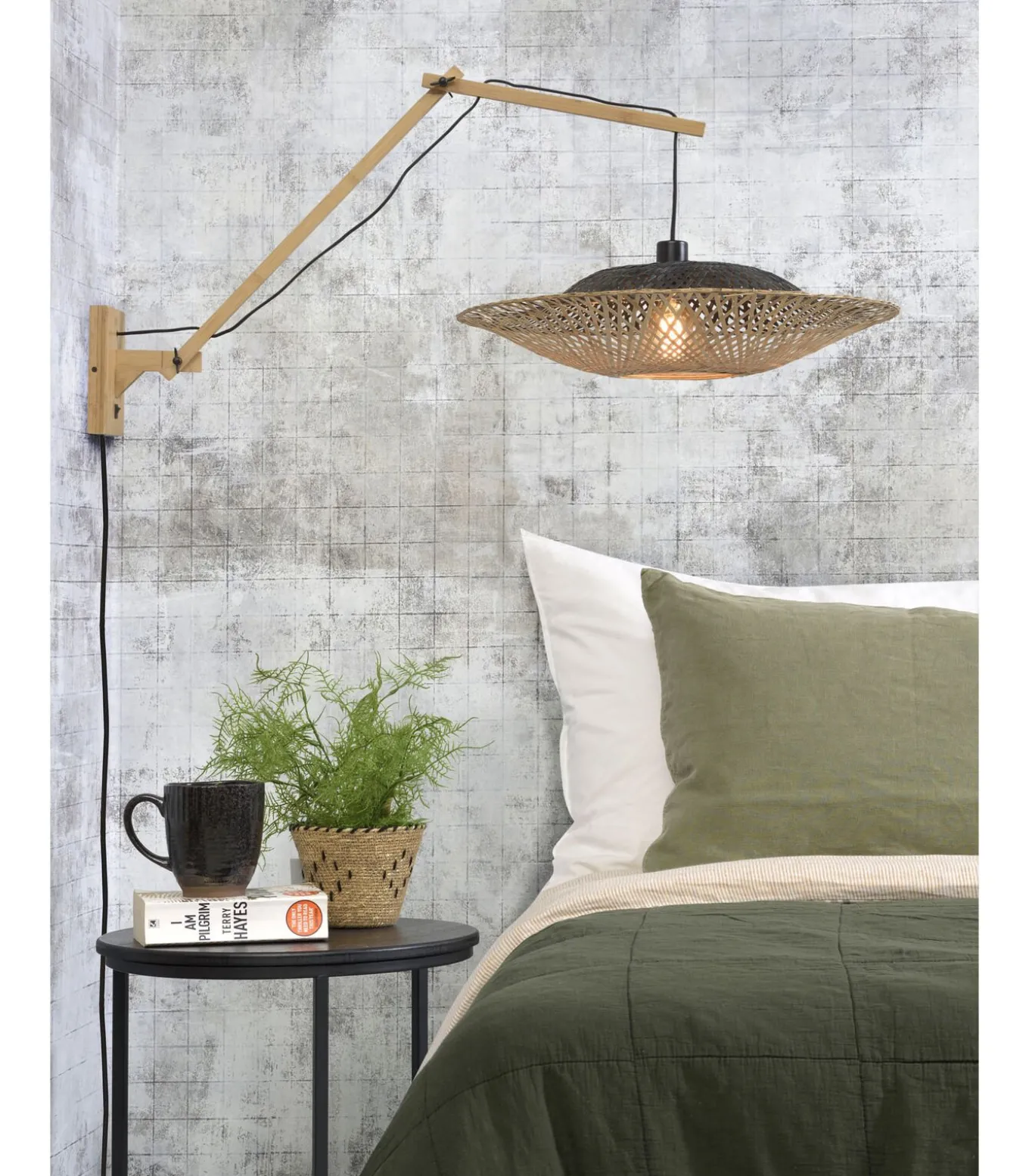 Wandlamp Kalimantan - Bamboe/Zwart - 105x60x55cm