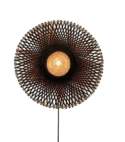 Wandlamp Kalimantan - Bamboe/Zwart - Ø60cm