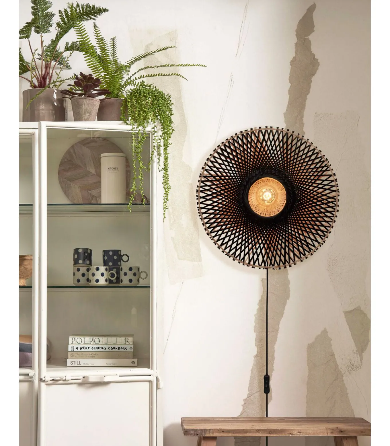 Wandlamp Kalimantan - Bamboe/Zwart - Ø60cm
