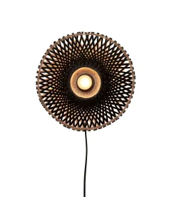 Wandlamp Kalimantan - Zwart/Bamboe - Ø30cm