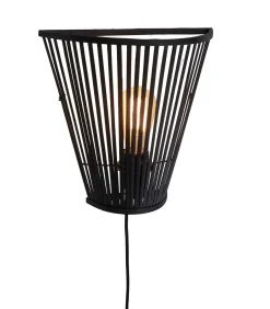 Wandlamp Merapi - Bamboe Zwart - 30x15x30cm