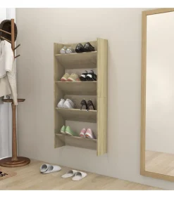 Wandschoenenkasten 2 st 60x18x60 cm spaanplaat sonoma eiken