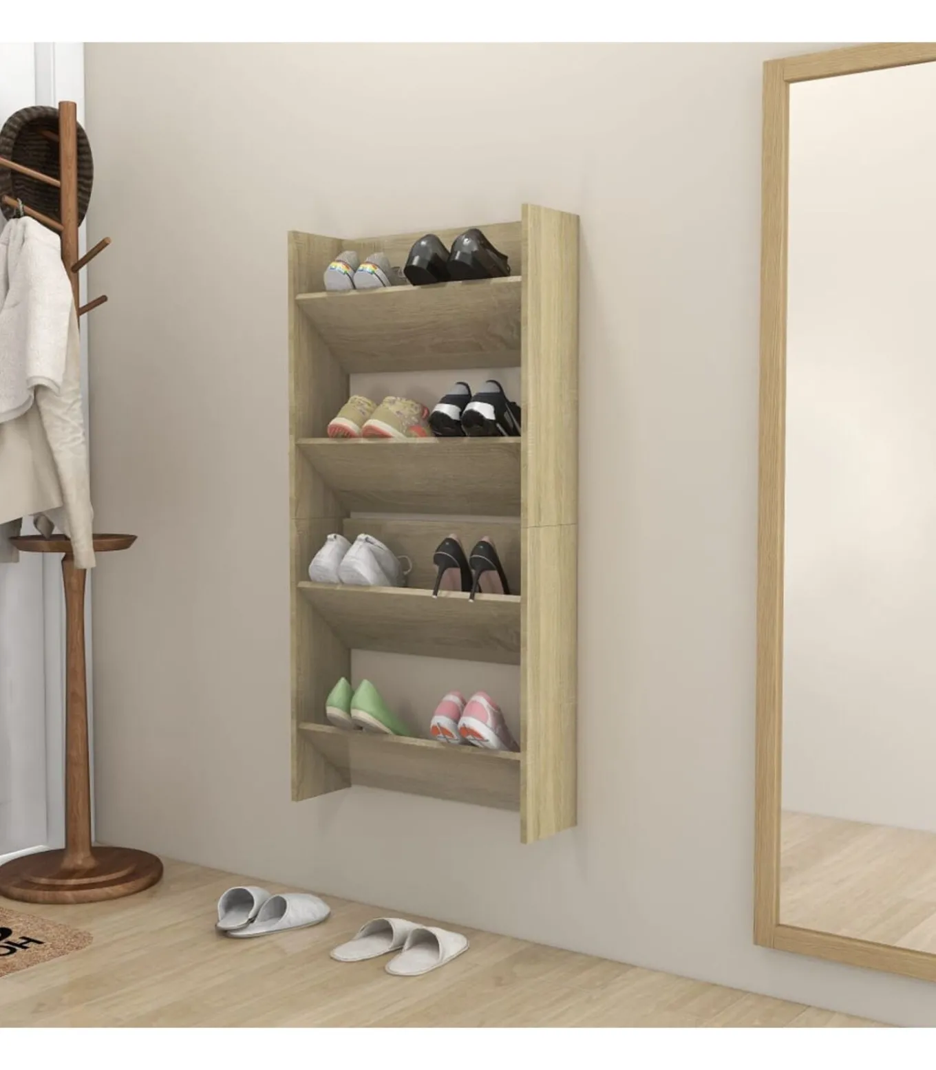 Wandschoenenkasten 2 st 60x18x60 cm spaanplaat sonoma eiken