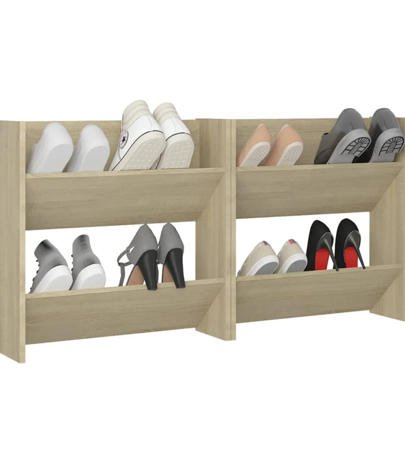 Wandschoenenkasten 2 st 60x18x60 cm spaanplaat sonoma eiken