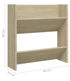Wandschoenenkasten 2 st 60x18x60 cm spaanplaat sonoma eiken