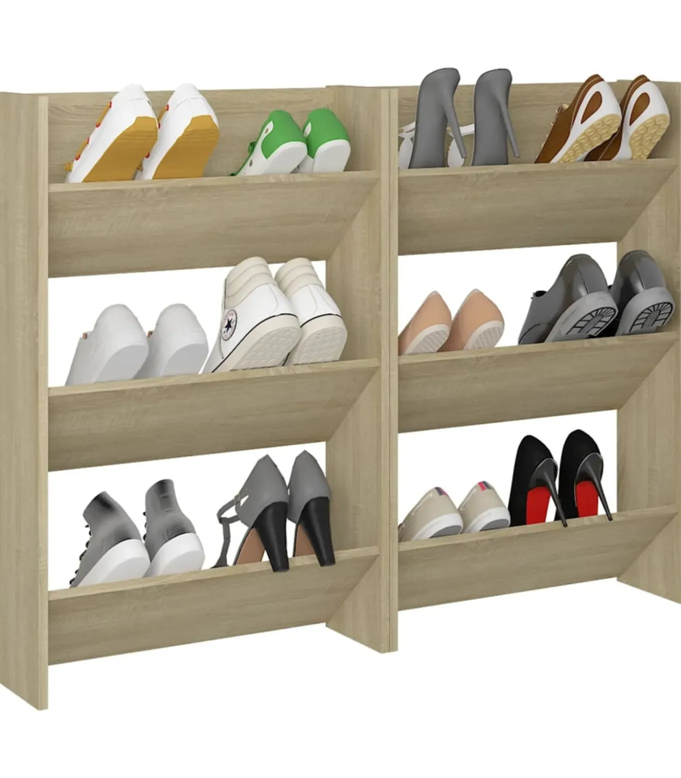 Wandschoenenkasten 2 st 60x18x90 cm spaanplaat sonoma eiken