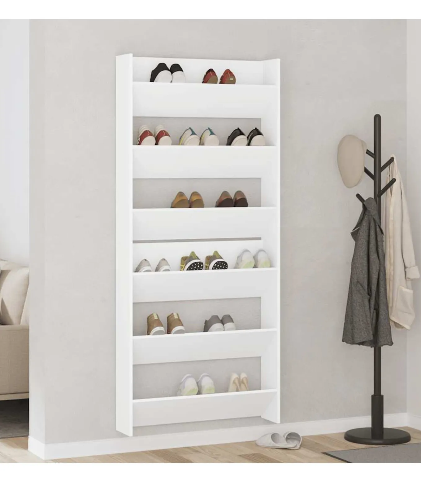 Wandschoenenkasten 2 st 80x18x90 cm spaanplaat wit