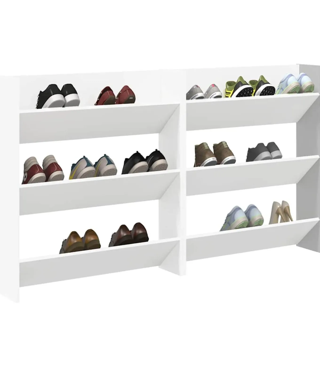 Wandschoenenkasten 2 st 80x18x90 cm spaanplaat wit