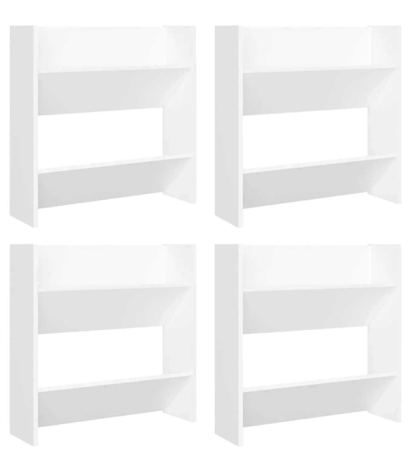 Wandschoenenkasten 4 st 60x18x60 cm bewerkt hout wit