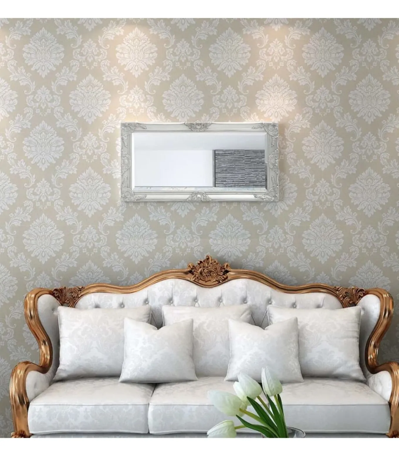 Wandspiegel Barok 100 x 50 cm zilver