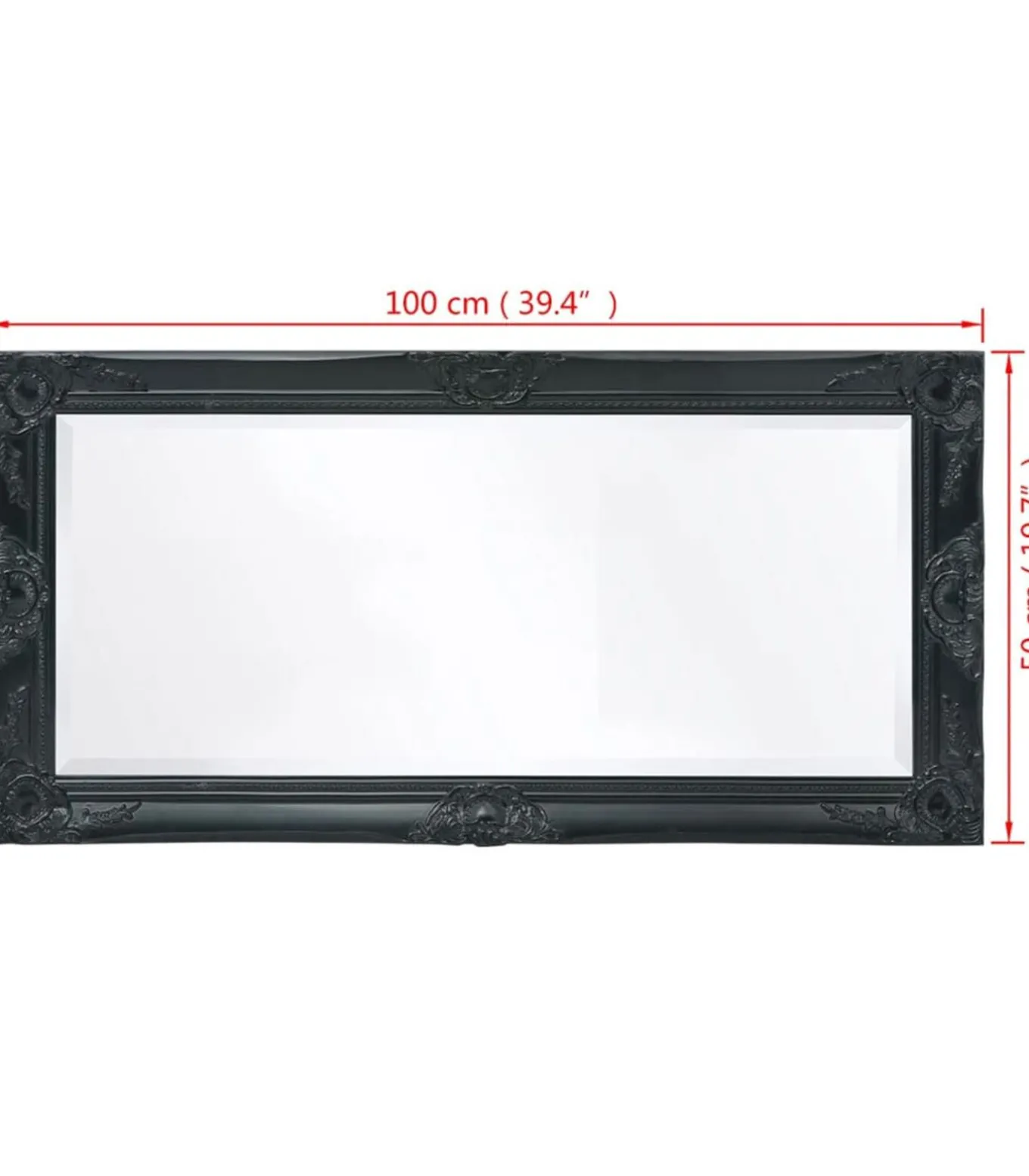 Wandspiegel Barok 100 x 50 cm zwart