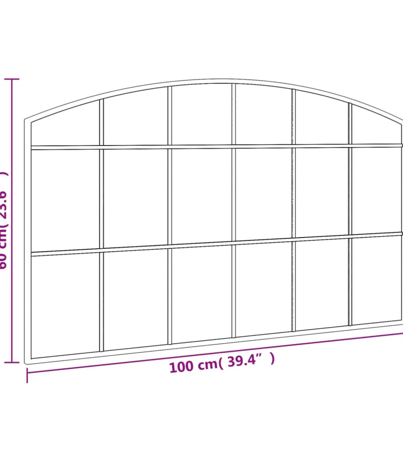 Wandspiegel boog 100x60 cm ijzer zwart