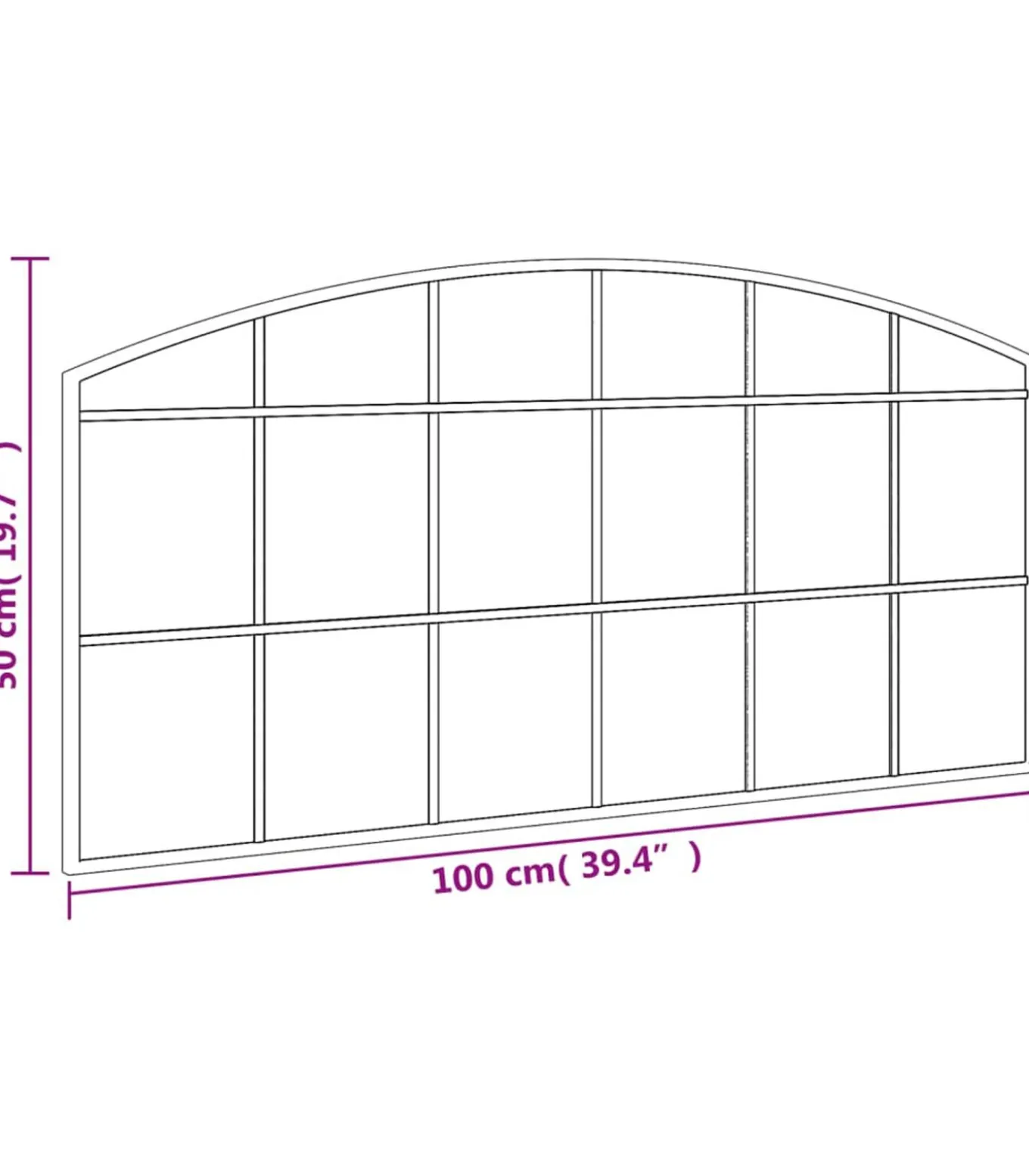 Wandspiegel boog 100x50 cm ijzer zwart