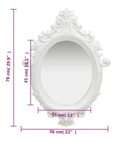 Wandspiegel kasteel stijl 56x76 cm wit