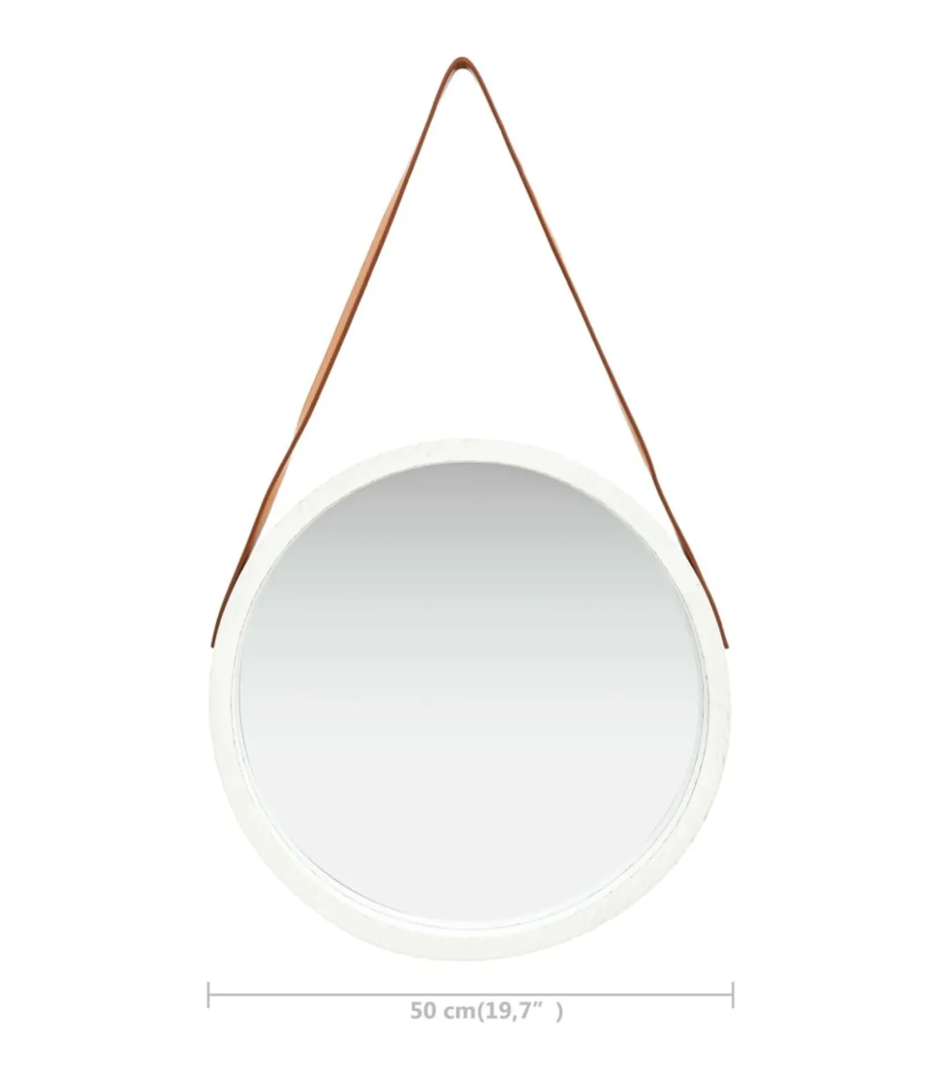 Wandspiegel met band 50 cm wit