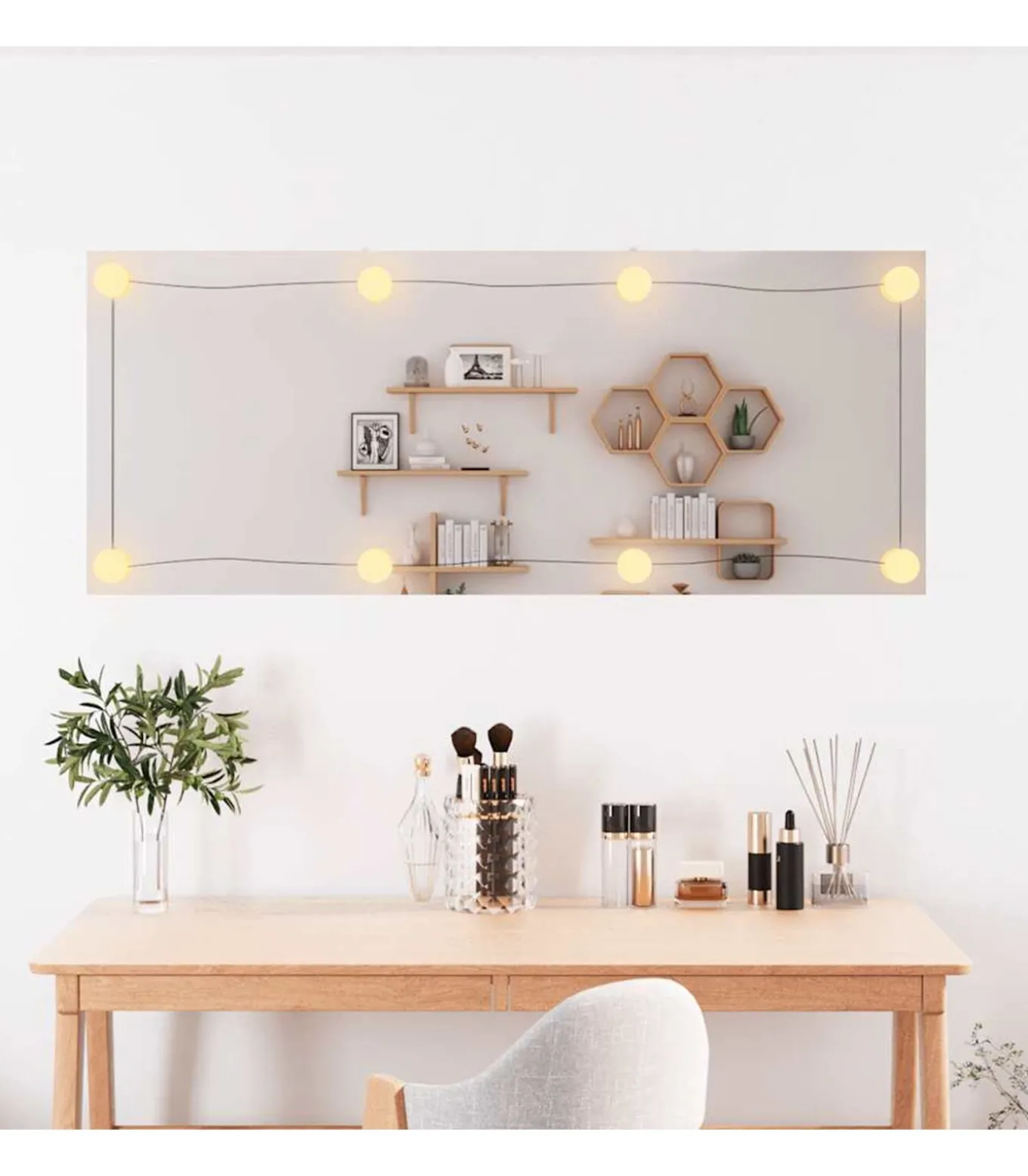 Wandspiegel met LED's rechthoekig 40x100 cm glas