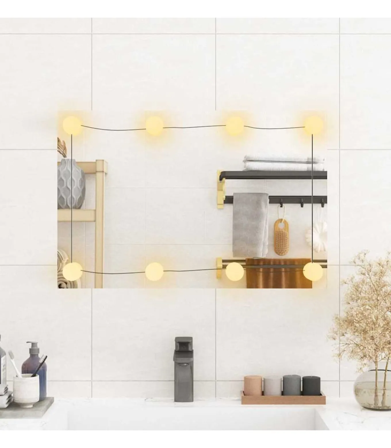 Wandspiegel met LED's rechthoekig 40x60 cm glas