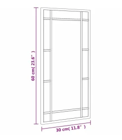 Wandspiegel rechthoekig 30x60 cm ijzer zwart