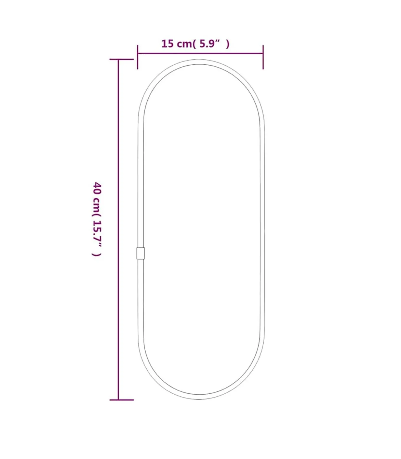 Wandspiegel 40x15 cm ovaal goudkleurig