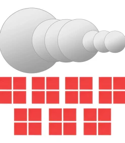 Wandspiegelset rond glas 7-delig