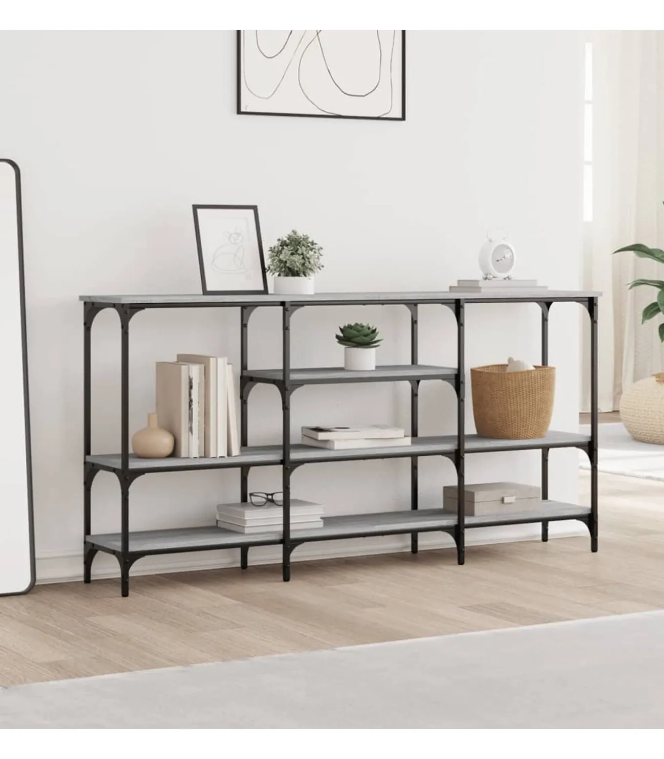 Wandtafel 160x29x80 cm bewerkt hout grijs sonoma eikenkleurig