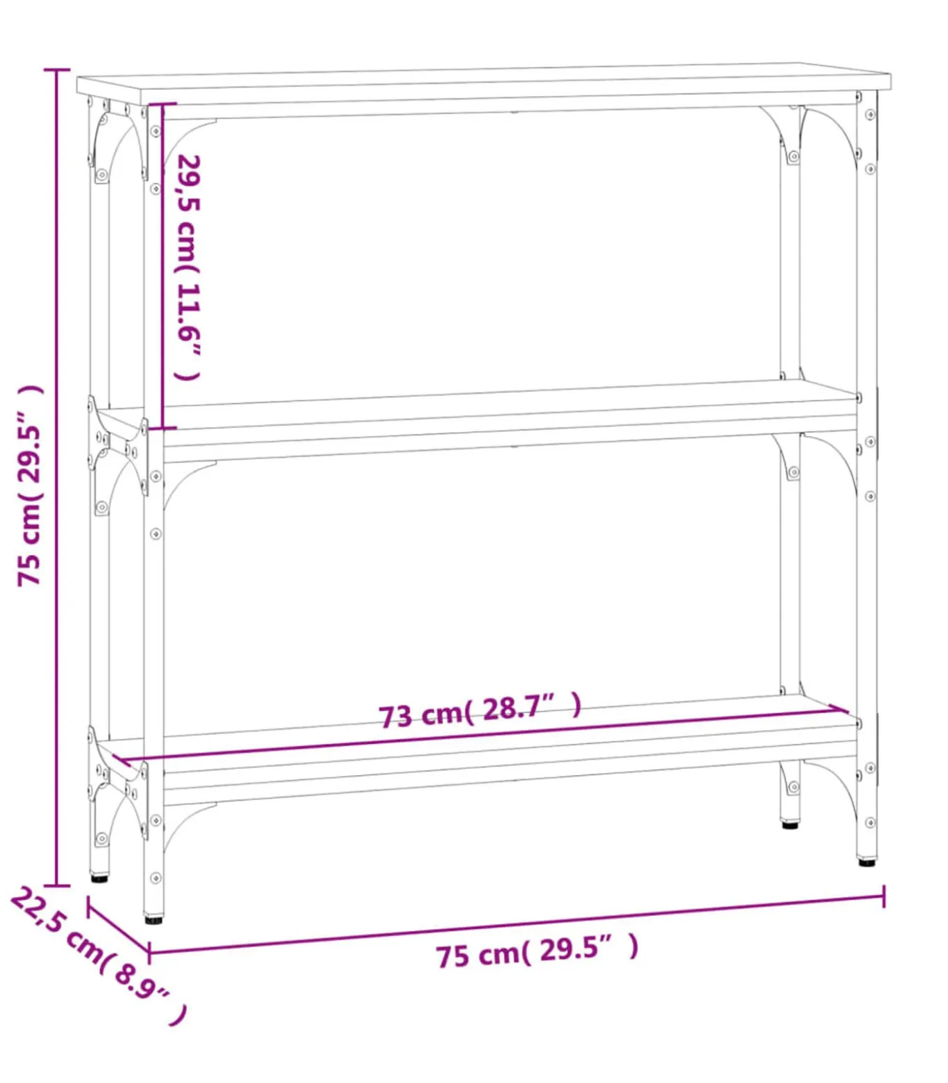 Wandtafel 75x22,5x75 cm bewerkt hout sonoma eikenkleurig