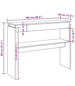 Wandtafel 102x30x80 cm bewerkt hout artisanaal eikenkleur