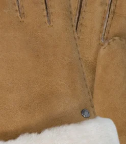 Warme leren dameshandschoenen Caramel