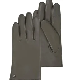 Warme leren handschoenen voor dames Khaki