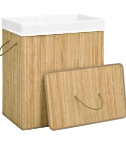 Wasmand met 2 vakken 100 L bamboe