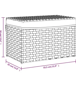 Wasmand met deksel 55,5x35x34 cm poly rattan grijs