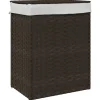 Wasmand met deksel 46x33x60 cm poly rattan donkerbruin