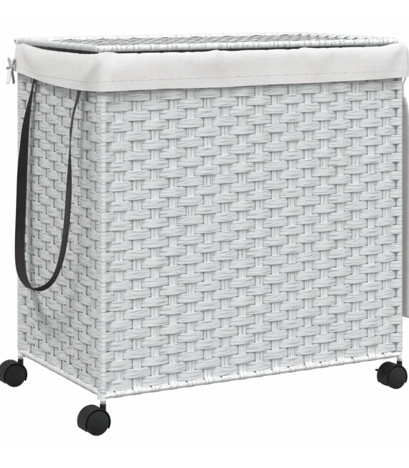Wasmand op wielen 60x35x60,5 cm rattan wit