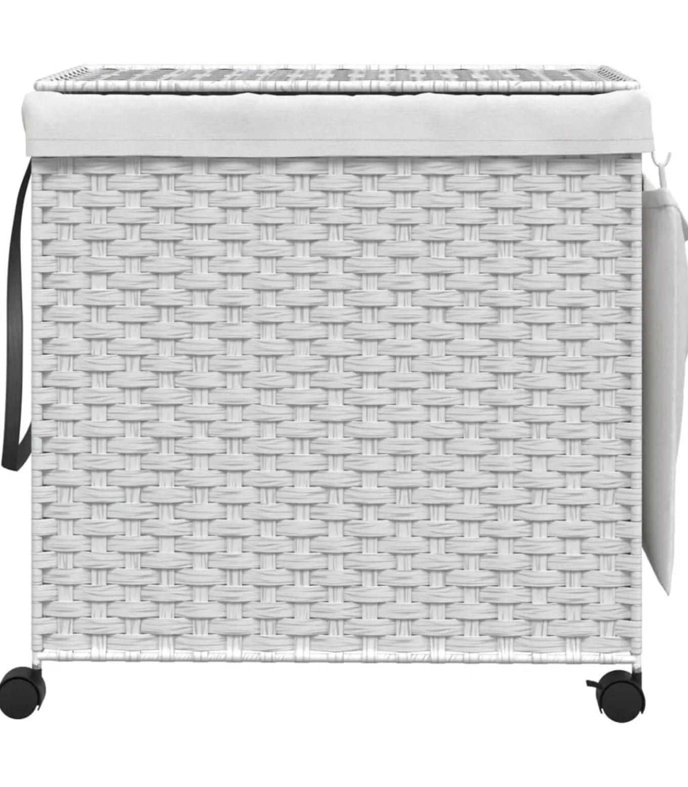 Wasmand op wielen 60x35x60,5 cm rattan wit