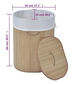Wasmand ovaal bamboe natuurlijk