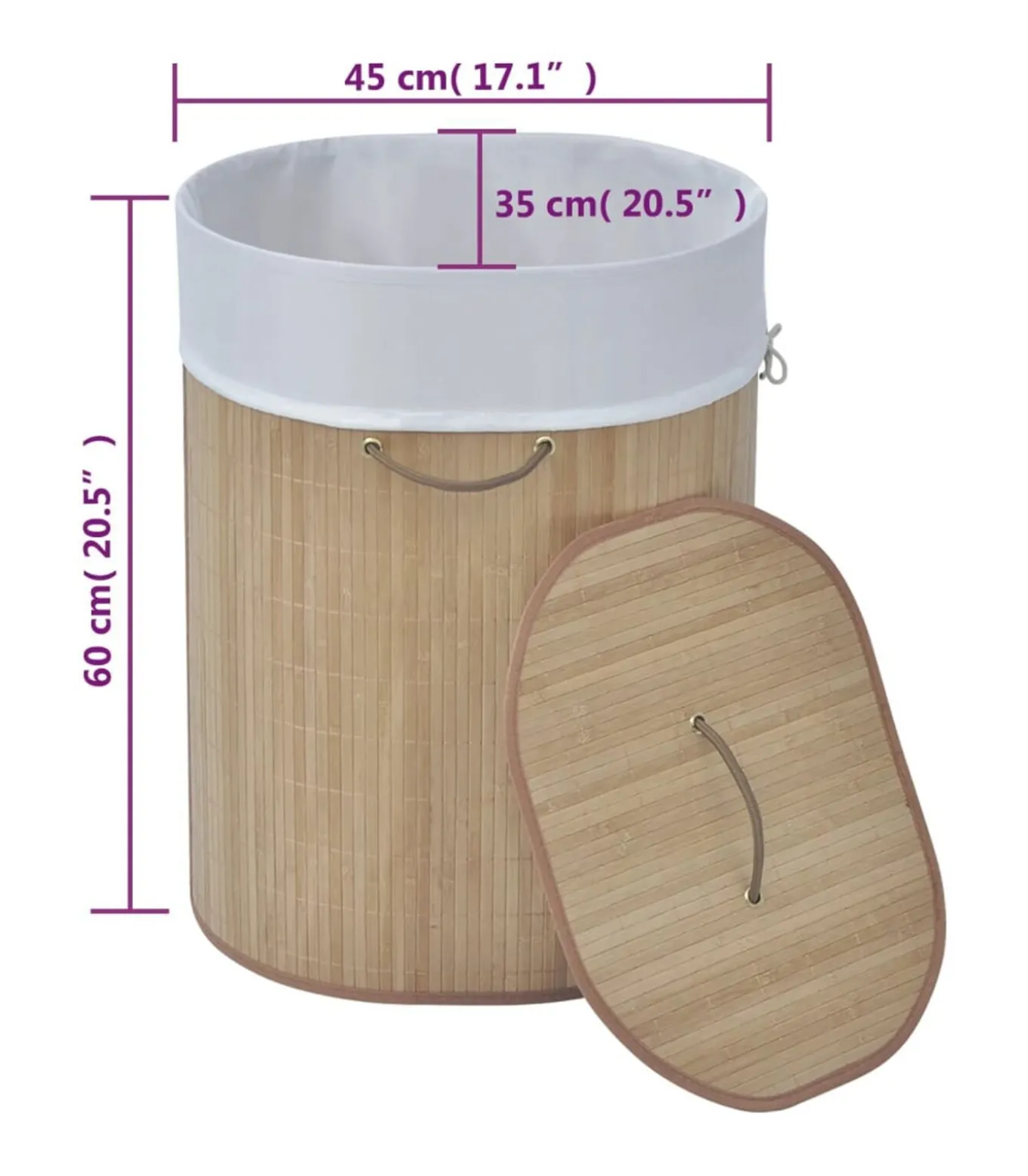 Wasmand ovaal bamboe natuurlijk