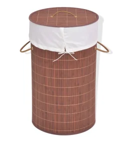 Wasmand rond bamboe bruin