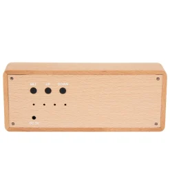 Wekker Solid Wood Engraved - Lichthout - 20x4.5x8cm