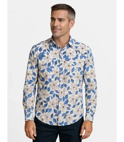 Wit herenoverhemd met bloemen